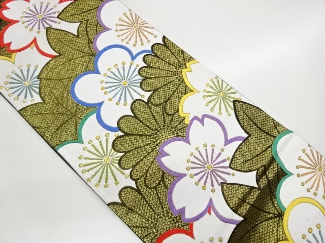 JAPANESE KIMONO / FUKURO OBI / WOVEN CLASSICAL FLOWER 